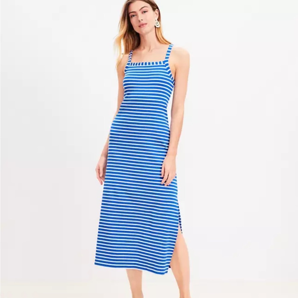 NEW Loft Blue and White Striped Dress
